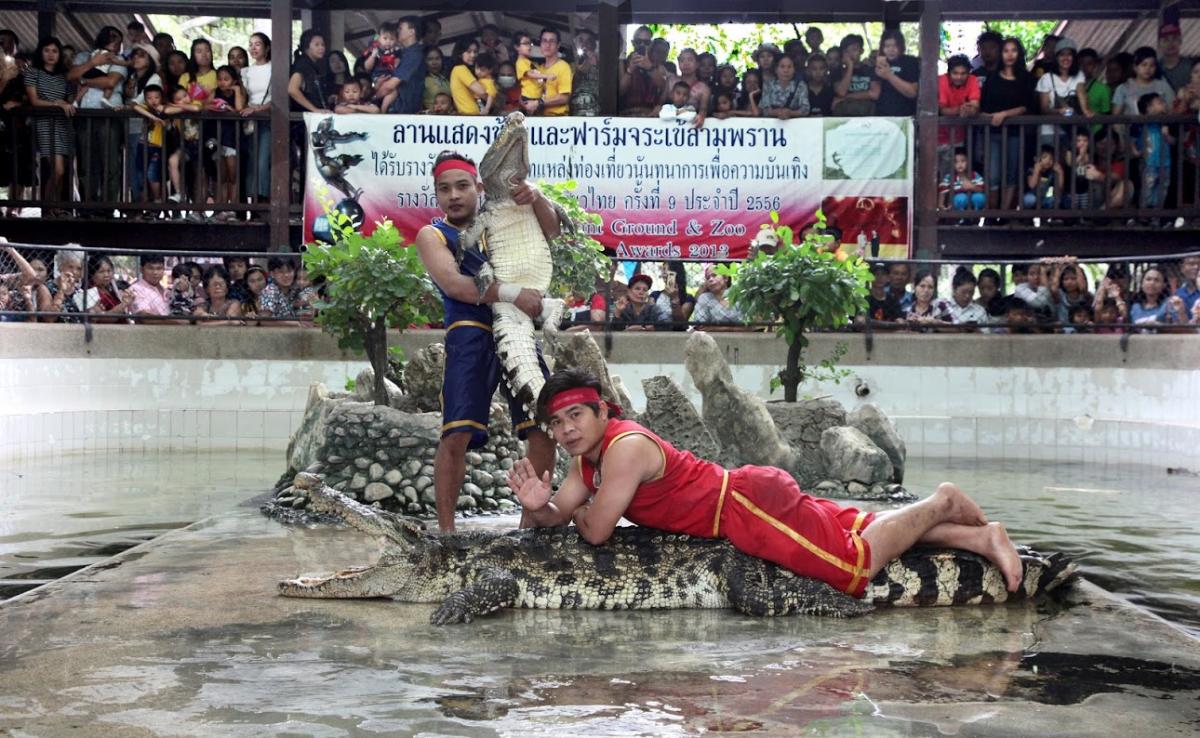 เที่ยวสนุกแสนฟินลานแสดงช้างและฟาร์มจระเข้สามพราน