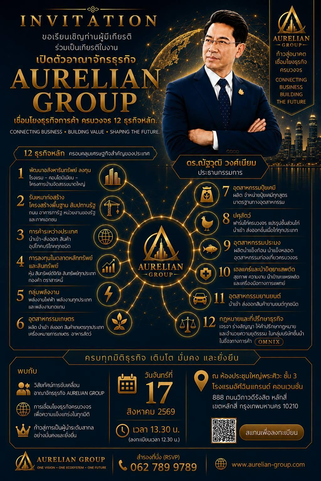 เปิดตัวยิ่งใหญ่อาณาจักรธุรกิจหมื่นล้าน “AURELIAN GROUP” หรือกลุ่มบริษัท AG เขย่าวงการธุรกิจ จัดตั้งบริษัทในเครือ 27 บริษัท